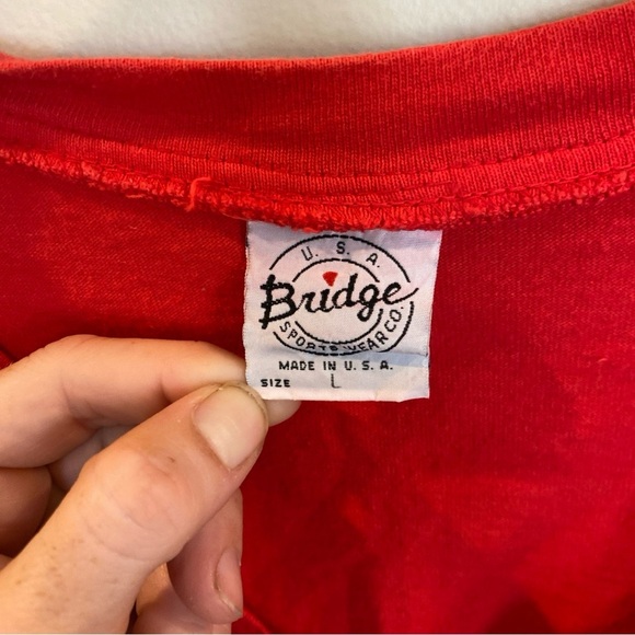 Vintage Bridge Sportswear Fringe Western Top Red Womens Large Cotton - Picture 6 of 6